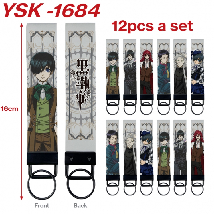 Kuroshitsuji Anime mobile phone rope keychain 16CM a set of 12 YSK-1684