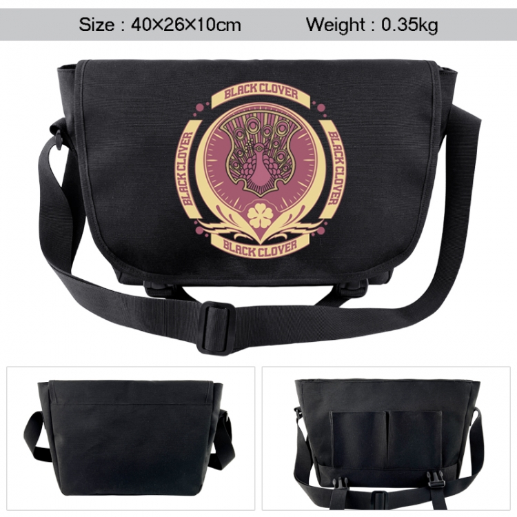 Black Clover Anime black double button waterproof single shoulder crossbody bag 40x26x10cm