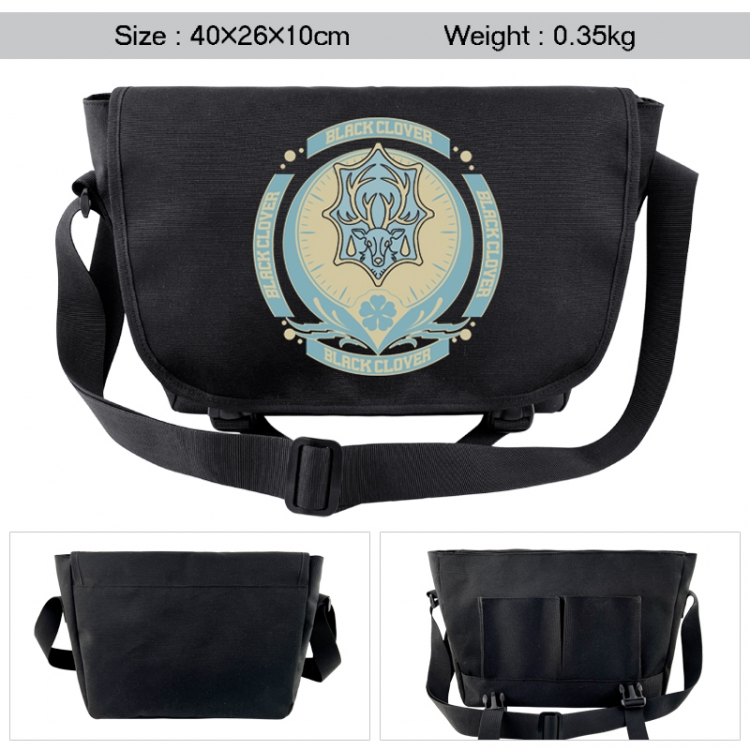 Black Clover Anime black double button waterproof single shoulder crossbody bag 40x26x10cm