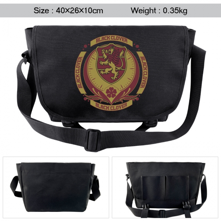 Black Clover Anime black double button waterproof single shoulder crossbody bag 40x26x10cm