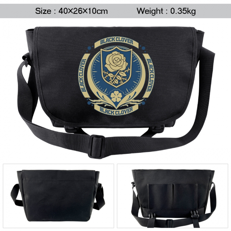 Black Clover Anime black double button waterproof single shoulder crossbody bag 40x26x10cm