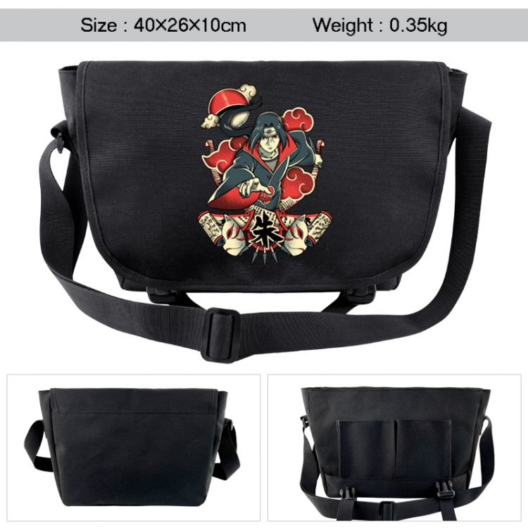 Naruto Anime black double button waterproof single shoulder crossbody bag 40x26x10cm