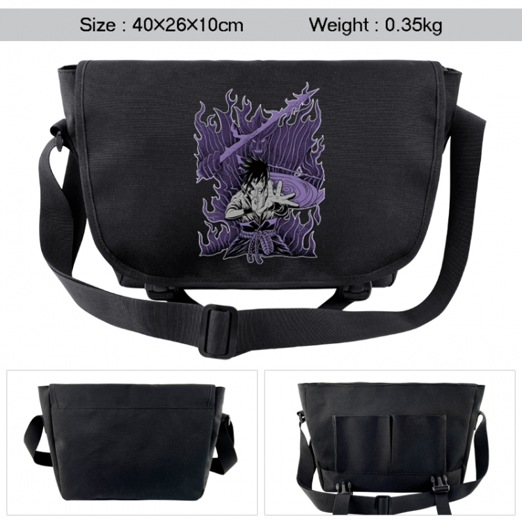 Naruto Anime black double button waterproof single shoulder crossbody bag 40x26x10cm