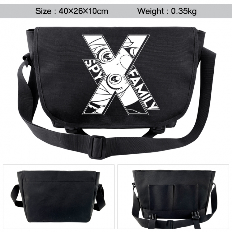 SPY×FAMILY Anime black double button waterproof single shoulder crossbody bag 40x26x10cm