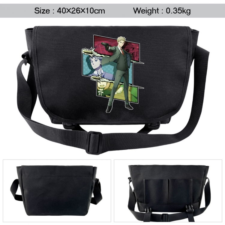 SPY×FAMILY Anime black double button waterproof single shoulder crossbody bag 40x26x10cm