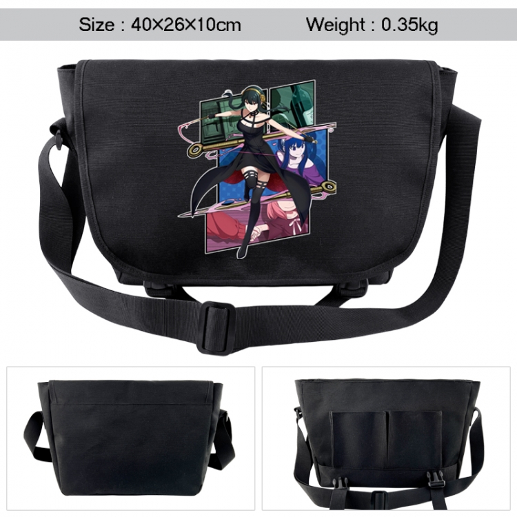 SPY×FAMILY Anime black double button waterproof single shoulder crossbody bag 40x26x10cm