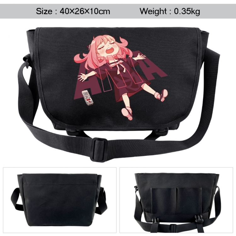 SPY×FAMILY Anime black double button waterproof single shoulder crossbody bag 40x26x10cm