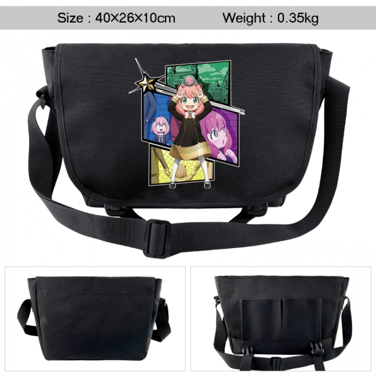 SPY×FAMILY Anime black double button waterproof single shoulder crossbody bag 40x26x10cm