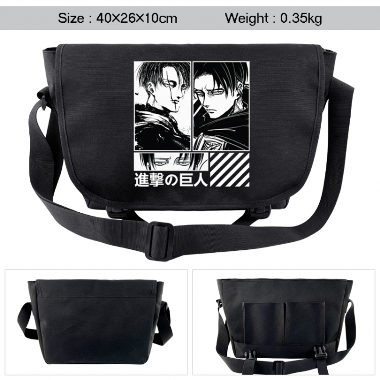 Shingeki no Kyojin Anime black double button waterproof single shoulder crossbody bag 40x26x10cm