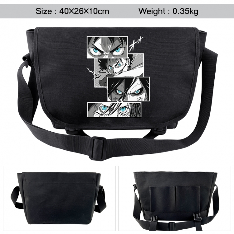 Shingeki no Kyojin Anime black double button waterproof single shoulder crossbody bag 40x26x10cm