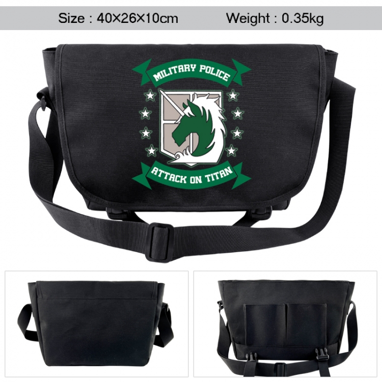 Shingeki no Kyojin Anime black double button waterproof single shoulder crossbody bag 40x26x10cm