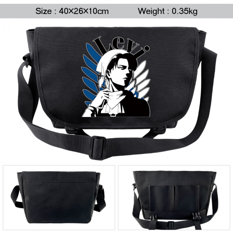 Shingeki no Kyojin Anime black double button waterproof single shoulder crossbody bag 40x26x10cm