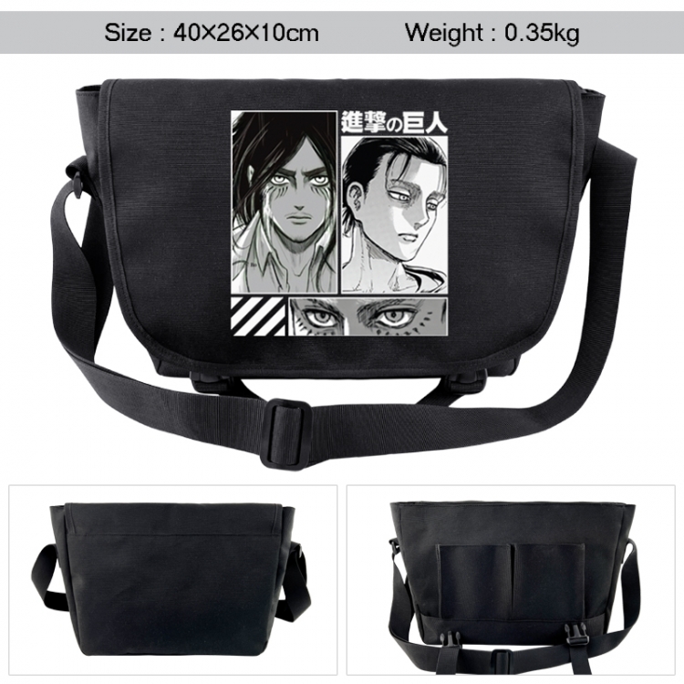 Shingeki no Kyojin Anime black double button waterproof single shoulder crossbody bag 40x26x10cm
