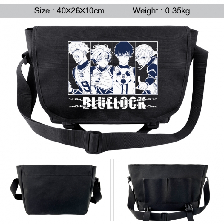 BLUE LOCK Anime black double button waterproof single shoulder crossbody bag 40x26x10cm