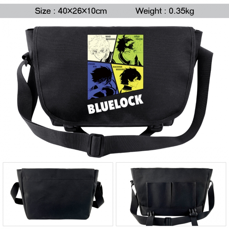 BLUE LOCK Anime black double button waterproof single shoulder crossbody bag 40x26x10cm