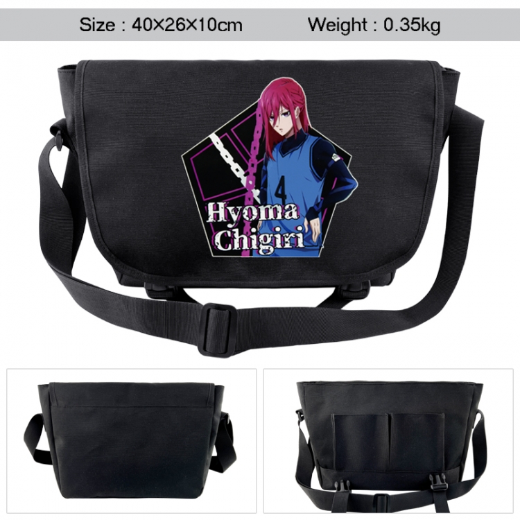 BLUE LOCK Anime black double button waterproof single shoulder crossbody bag 40x26x10cm