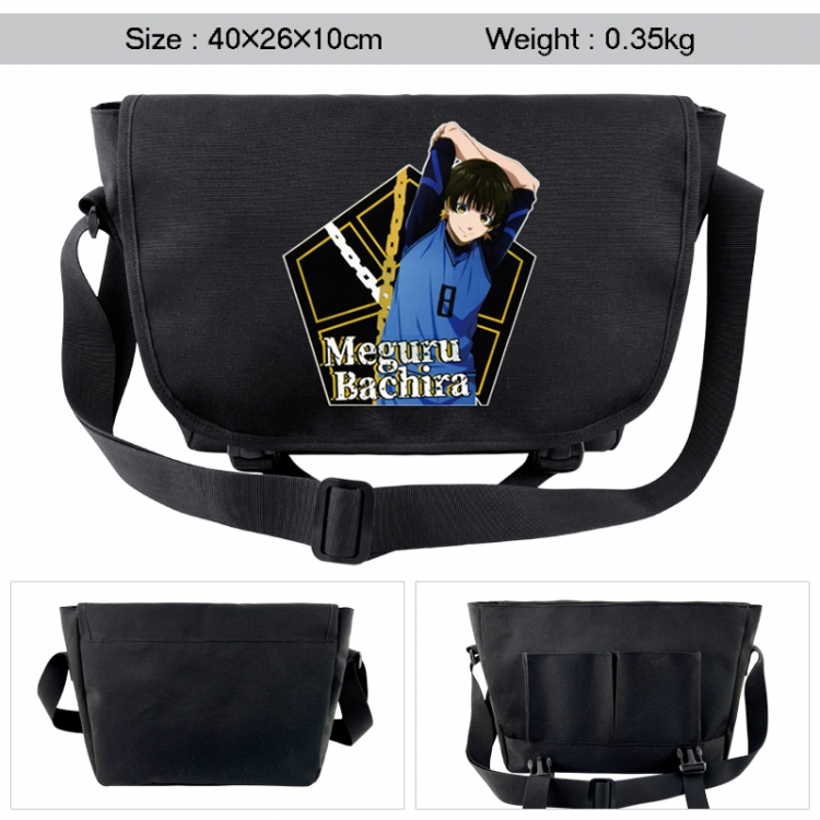 BLUE LOCK Anime black double button waterproof single shoulder crossbody bag 40x26x10cm