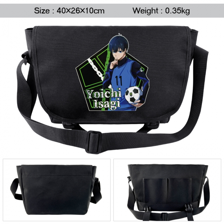 BLUE LOCK Anime black double button waterproof single shoulder crossbody bag 40x26x10cm