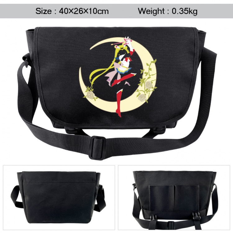 sailormoon Anime black double button waterproof single shoulder crossbody bag 40x26x10cm