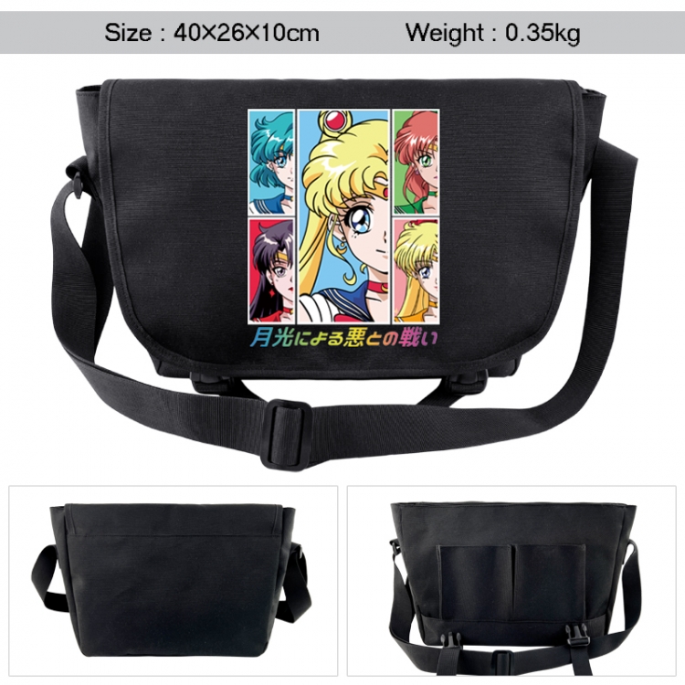 sailormoon Anime black double button waterproof single shoulder crossbody bag 40x26x10cm