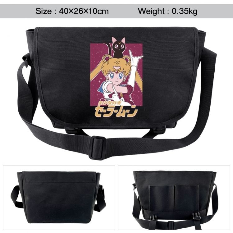 sailormoon Anime black double button waterproof single shoulder crossbody bag 40x26x10cm