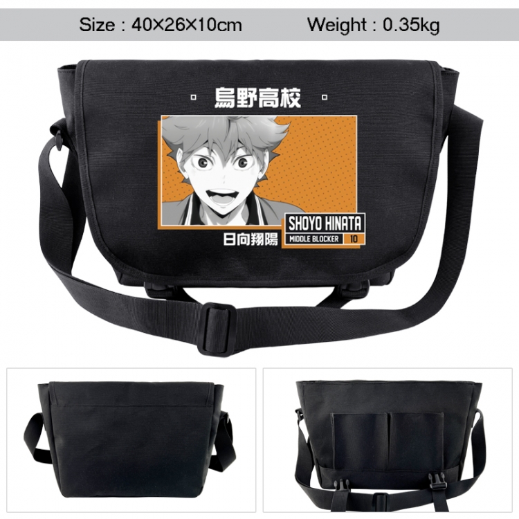 Haikyuu!! Anime black double button waterproof single shoulder crossbody bag 40x26x10cm