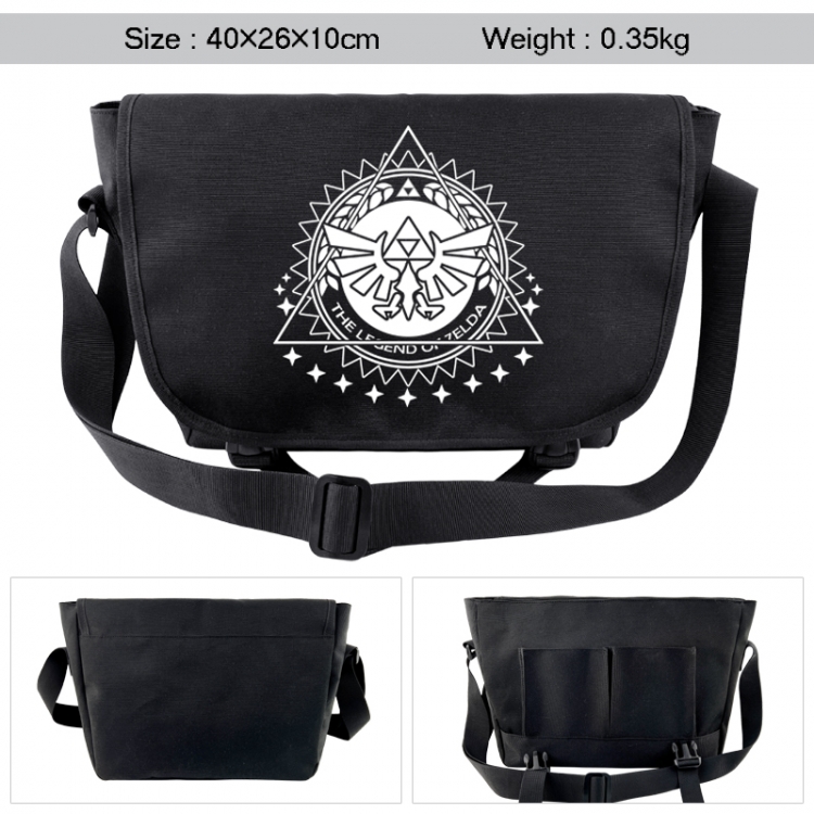 The Legend of Zelda Anime black double button waterproof single shoulder crossbody bag 40x26x10cm