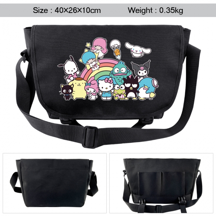 sanrio Anime black double button waterproof single shoulder crossbody bag 40x26x10cm