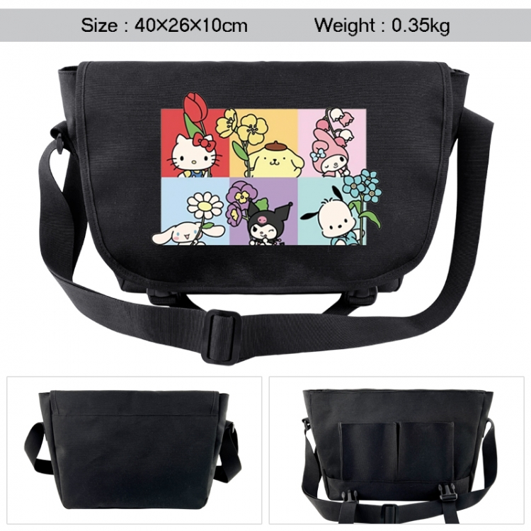 sanrio Anime black double button waterproof single shoulder crossbody bag 40x26x10cm