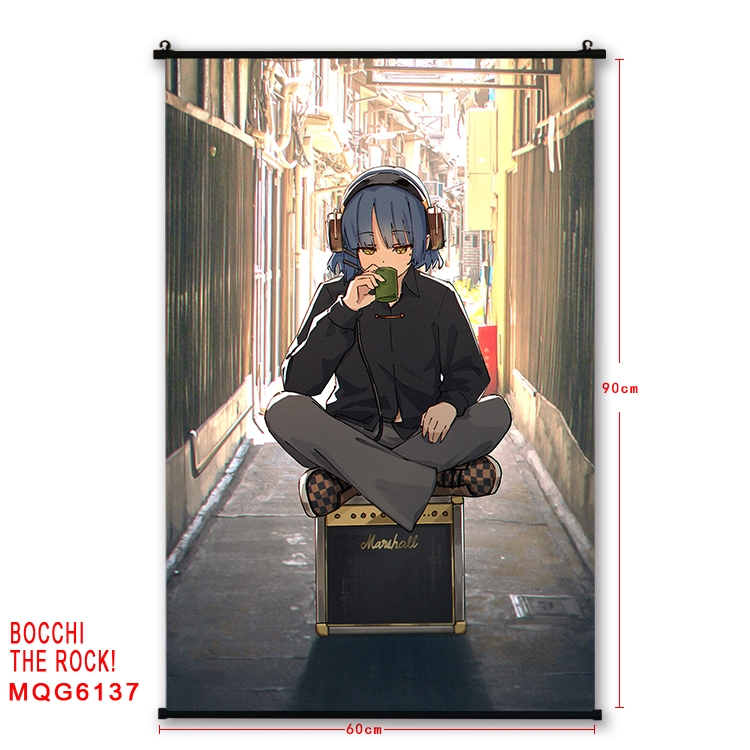 Bocchi the rock  Anime black Plastic rod Cloth painting Wall Scroll 60X90CM  MQG-6137