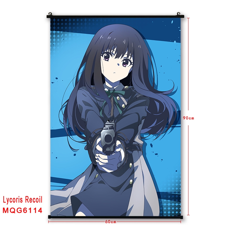 Lycoris Recoil Anime black Plastic rod Cloth painting Wall Scroll 60X90CM  MQG-6114