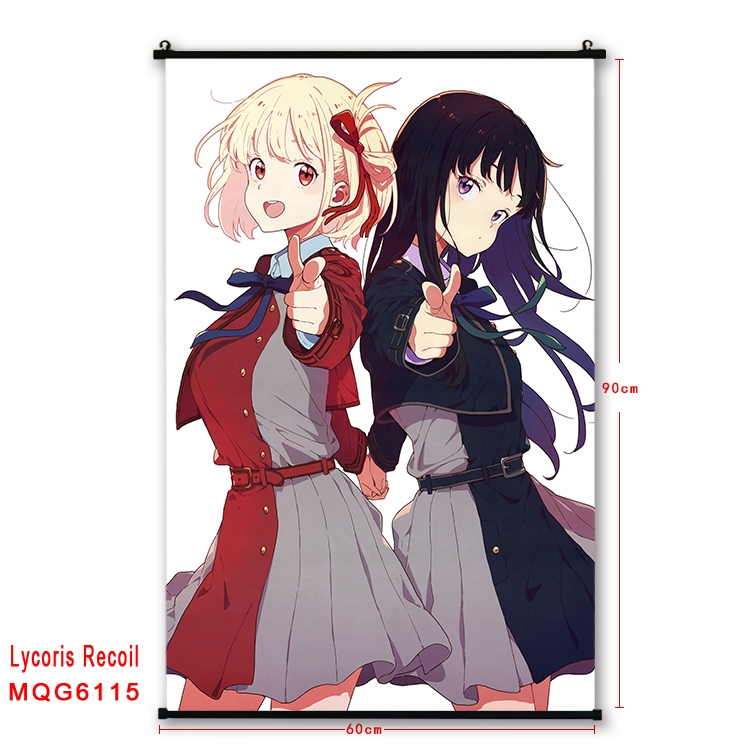 Lycoris Recoil Anime black Plastic rod Cloth painting Wall Scroll 60X90CM MQG-6115