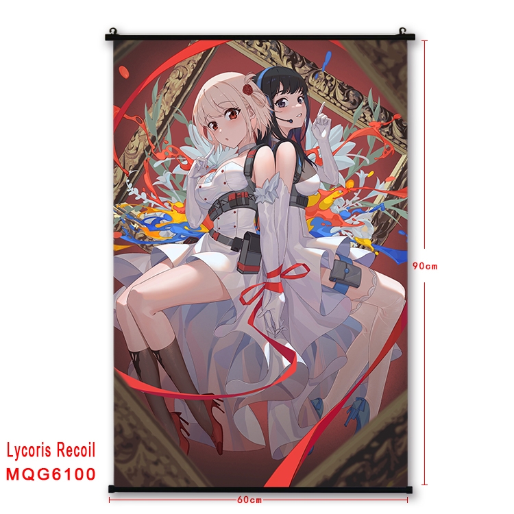 Lycoris Recoil Anime black Plastic rod Cloth painting Wall Scroll 60X90CM  MQG-6100