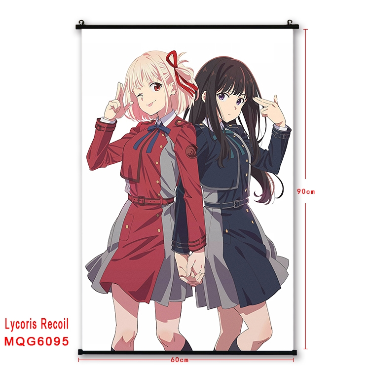 Lycoris Recoil Anime black Plastic rod Cloth painting Wall Scroll 60X90CM MQG-6095