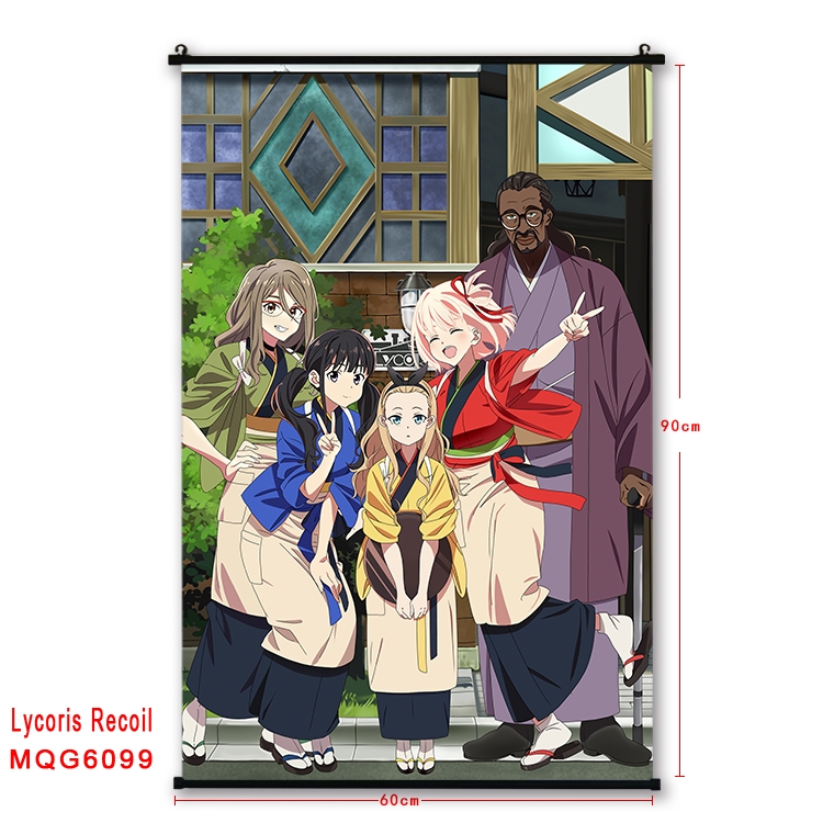 Lycoris Recoil Anime black Plastic rod Cloth painting Wall Scroll 60X90CM MQG-6099