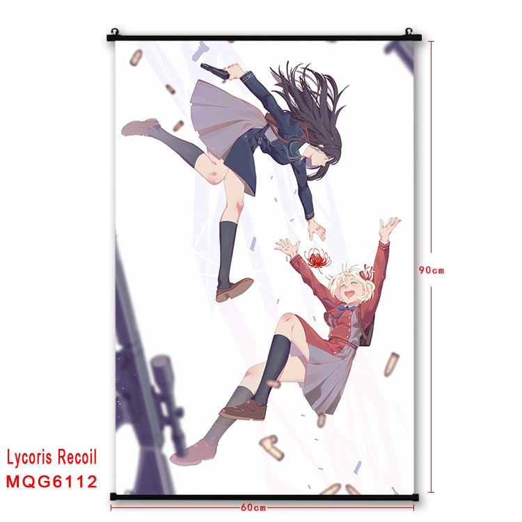 Lycoris Recoil Anime black Plastic rod Cloth painting Wall Scroll 60X90CM MQG-6112