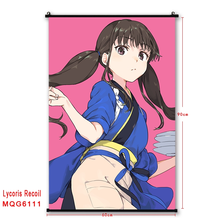 Lycoris Recoil Anime black Plastic rod Cloth painting Wall Scroll 60X90CM MQG-6111