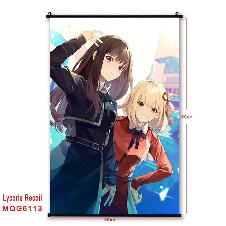 Lycoris Recoil Anime black Plastic rod Cloth painting Wall Scroll 60X90CM  MQG-6113