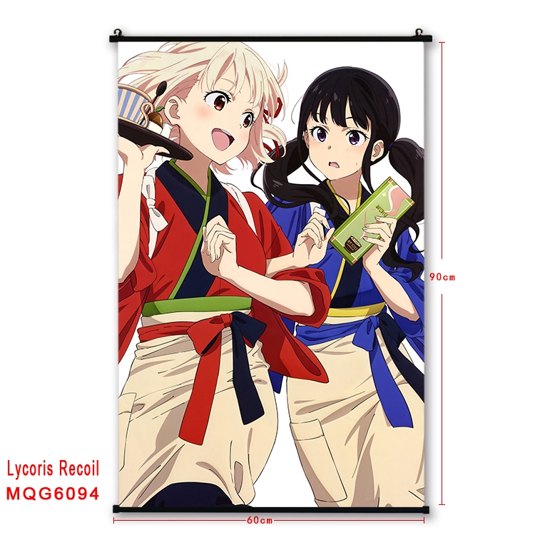 Lycoris Recoil Anime black Plastic rod Cloth painting Wall Scroll 60X90CM MQG-6094