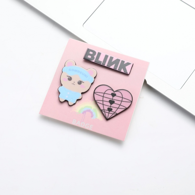 BLACKPINK Korean celebrity three piece PVC brooch set decorative badge price for 5 pcs