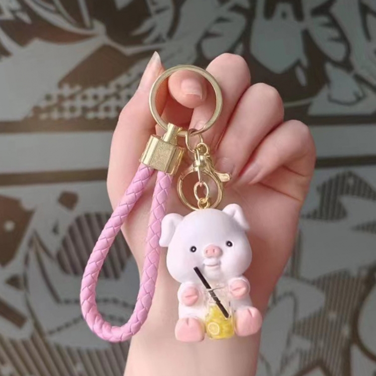 Piglet Cartoon resin car keychain bag hanging accessories price for 5 pcs