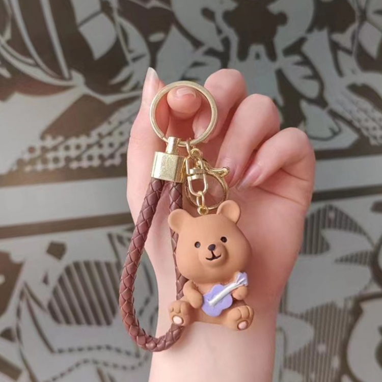 Little Bear Cartoon resin car keychain bag hanging accessories price for 5 pcs