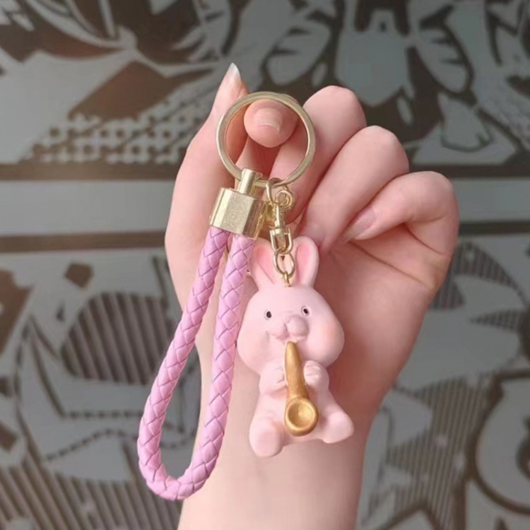 rabbit Cartoon resin car keychain bag hanging accessories price for 5 pcs