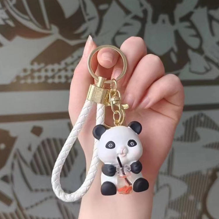 Panda Cartoon resin car keychain bag hanging accessories price for 5 pcs