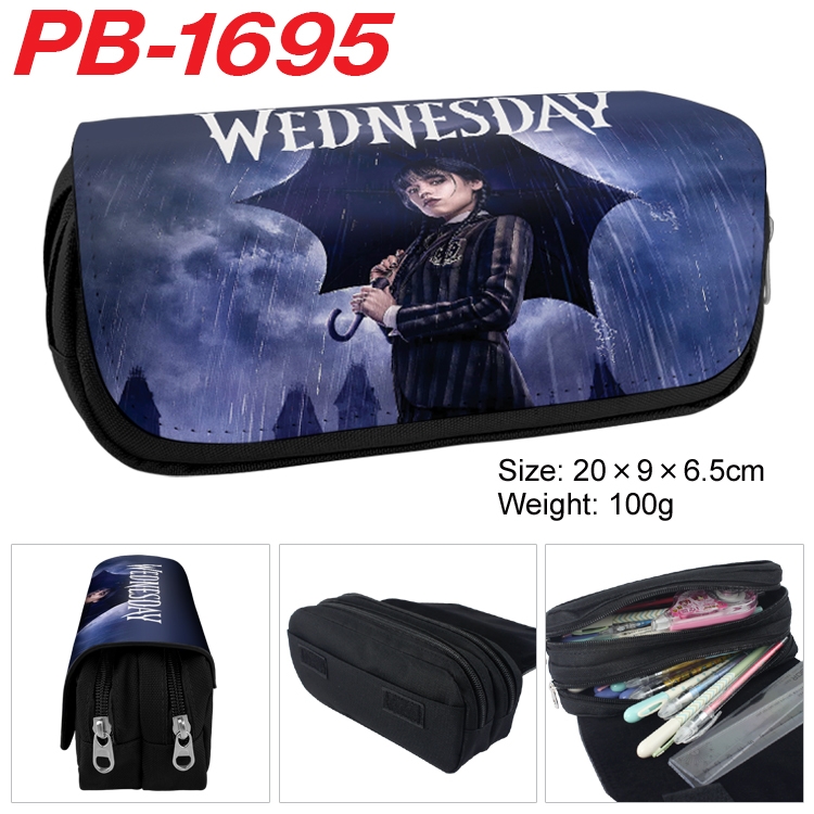 The Addams Family  Anime double-layer pu leather printing pencil case 20×9×6.5cm PB-1695