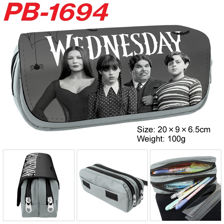 The Addams Family  Anime double-layer pu leather printing pencil case 20×9×6.5cm  PB-1694