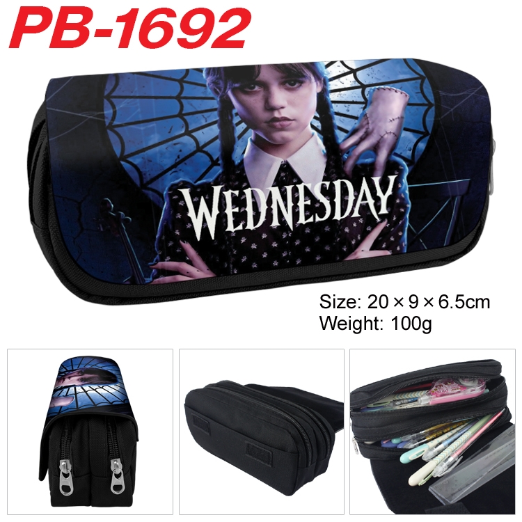 The Addams Family  Anime double-layer pu leather printing pencil case 20×9×6.5cm  PB-1692