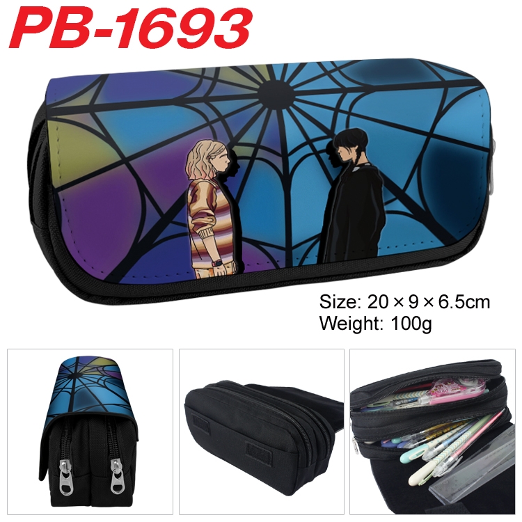 The Addams Family  Anime double-layer pu leather printing pencil case 20×9×6.5cm PB-1693