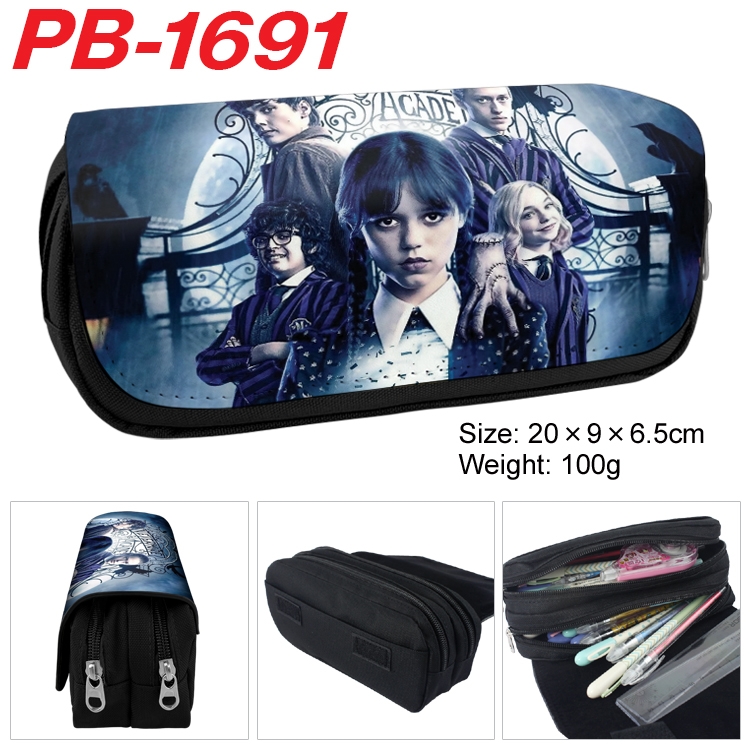 The Addams Family  Anime double-layer pu leather printing pencil case 20×9×6.5cm  PB-1691