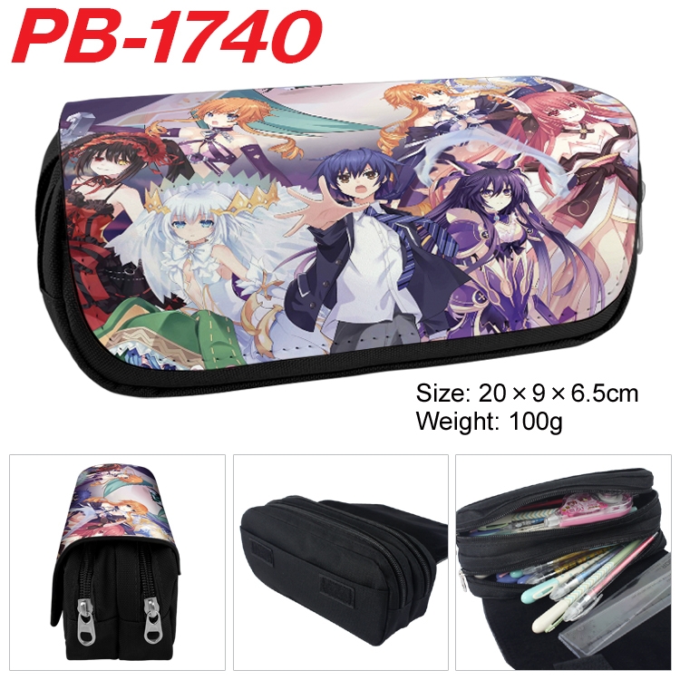 Date-A-Live Anime double-layer pu leather printing pencil case 20×9×6.5cm PB-1740